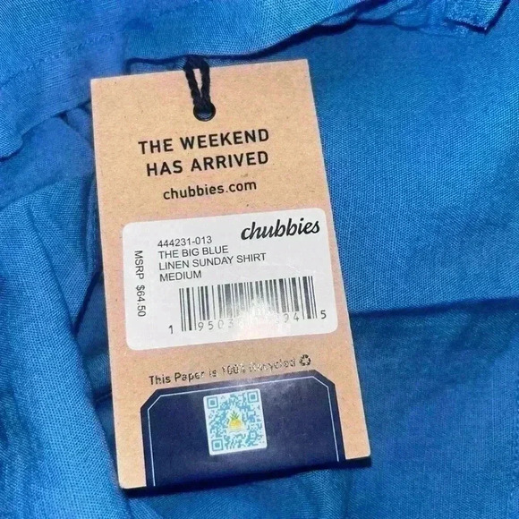 Chubbies the big blue linen sunday shirt Size M - Picture 6 of 7